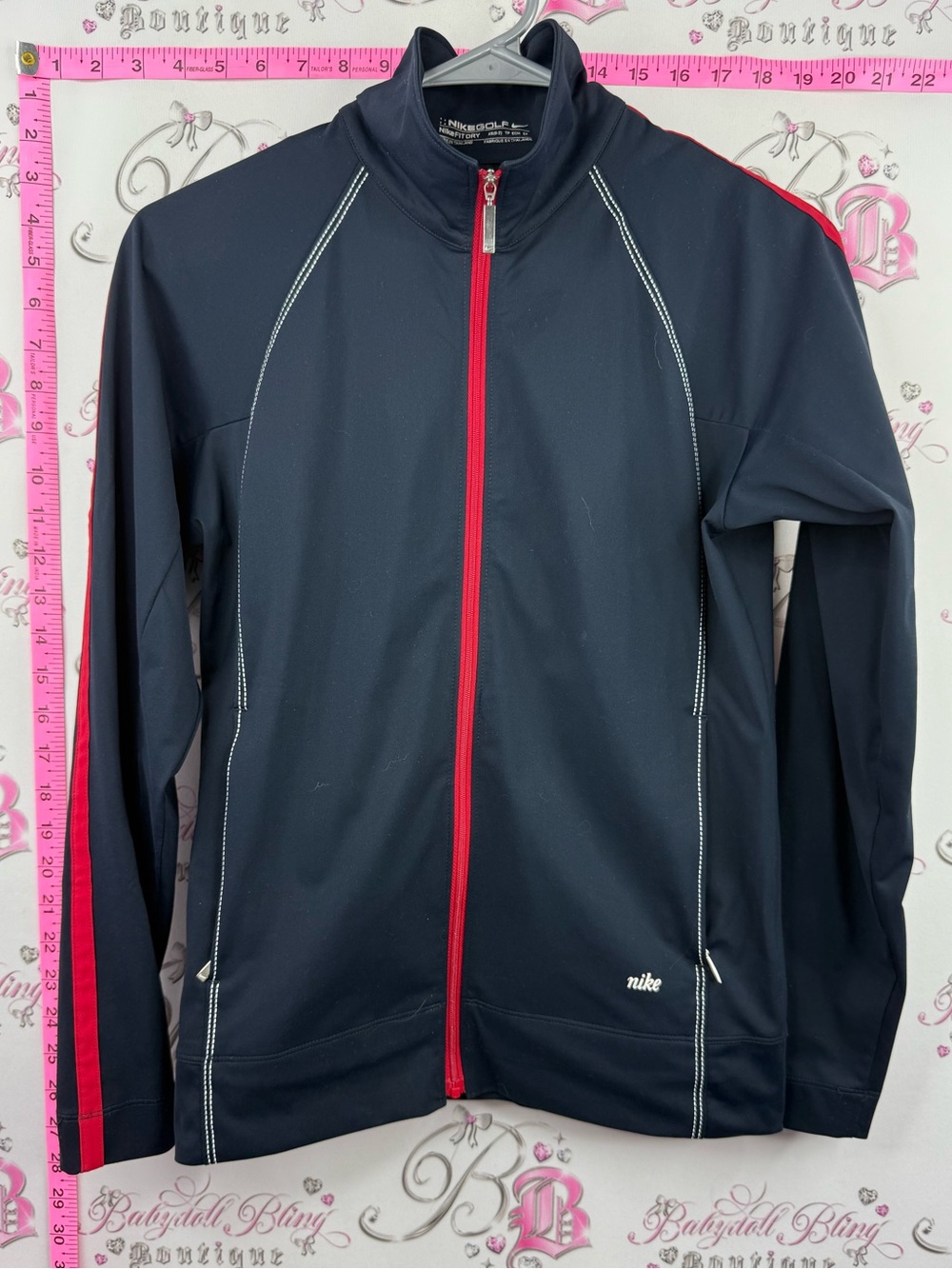 Nike golf sweater navy red Full-Zip Jacket with Red Trim